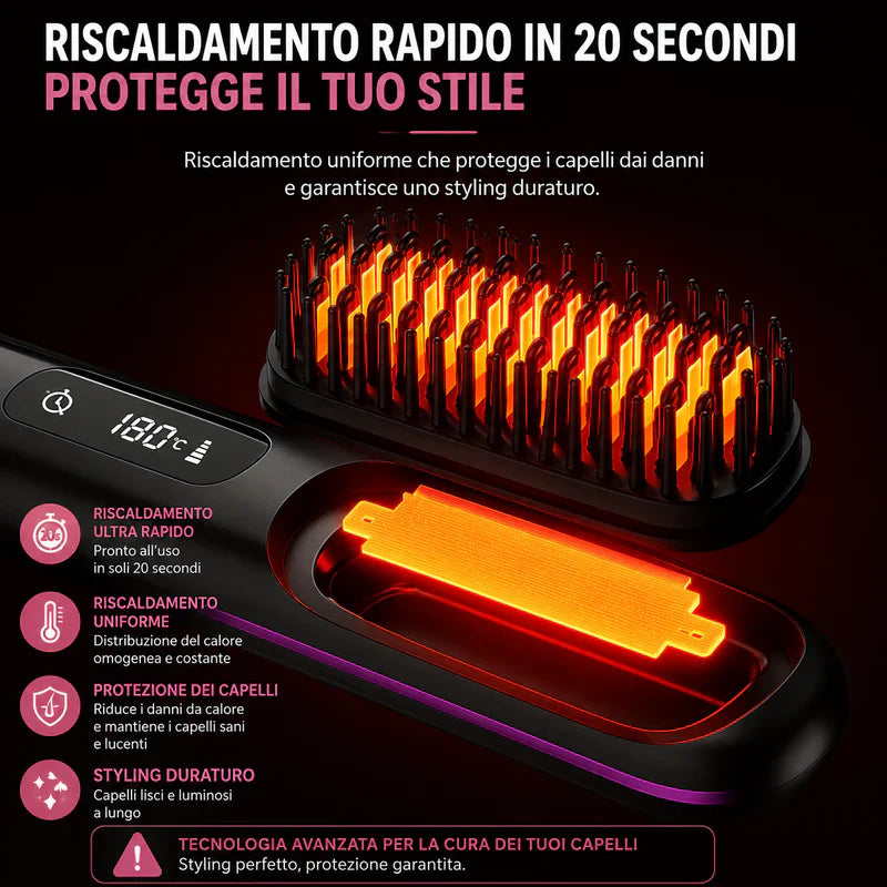 Pettine Lisciante Wireless Ioni Negativi